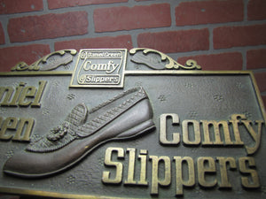 DANIEL GREEN COMFY SLIPPERS Old Store Display Advertising Sign HIGHTON BRONZE NY