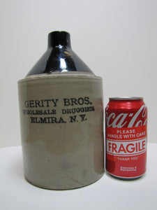 GERITY BROS WHOLESALE DRUGGISTS ELMIRA NY Antique Stoneware Advertising Jug