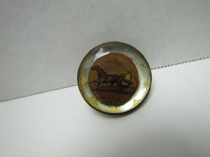 19c MAUDE S Harness Horse Bridle Rosette 1800s Racing Champion Bevel Cut Glass Brass Backed