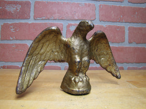 Antique Eagle Cast Iron Old Gold Paint Paperweight Decorative Arts Statue