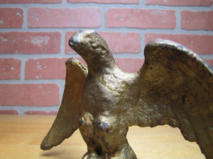 Antique Eagle Cast Iron Old Gold Paint Paperweight Decorative Arts Statue