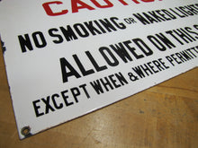 Load image into Gallery viewer, CAUTION NO SMOKING OR NAKED LIGHTS ALLOWED ON THIS SHIP EXCEPT PERMITTED BY MASTER Orig Old Porcelain Sign
