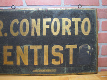 Load image into Gallery viewer, DR CONFORTO DENTISTS Antique Wooden Smatlz Double Sided Ad Sign GEO DEHLER
