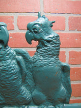 Load image into Gallery viewer, Pair of Parrots FIAT Old Cast Iron Figural Birds Perched Doorstop 1920s Radio Speaker Decorative Arts Statue
