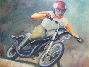 DIRTBIKE MOTO X MOTORCYCLE RACER Vintage Artwork Ruth Huking Sign Painting Art Artwork