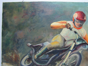 DIRTBIKE MOTO X MOTORCYCLE RACER Vintage Artwork Ruth Huking Sign Painting Art Artwork