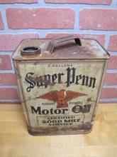 Load image into Gallery viewer, SUPER PENN MOTOR OIL 2 GALLONS NEW YORK NY CAN Certified 2000 Mile Service Eagle Highest Quality

