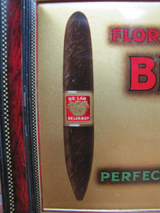 FLOR DE BELAR CIGARS Old Self Framed Tin Advertising Sign BW&M Ltd Mansfield Cigar Store Display PERFECTION of QUALITY