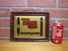 Load image into Gallery viewer, FLOR DE BELAR CIGARS Old Self Framed Tin Advertising Sign BW&amp;M Ltd Mansfield Cigar Store Display PERFECTION of QUALITY
