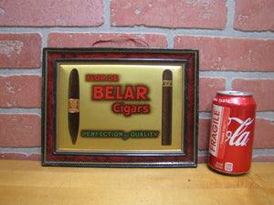 FLOR DE BELAR CIGARS Old Self Framed Tin Advertising Sign BW&M Ltd Mansfield Cigar Store Display PERFECTION of QUALITY