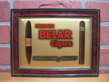 Load image into Gallery viewer, FLOR DE BELAR CIGARS Old Self Framed Tin Advertising Sign BW&amp;M Ltd Mansfield Cigar Store Display PERFECTION of QUALITY
