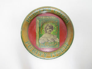 PULVER'S COCOA PURITY ITSELF Antique Advertising Tip Tray MAYER & LAVENSON Co NY Young Child Holidng Cup of Cocoa
