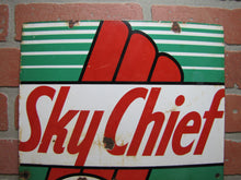 Load image into Gallery viewer, 1941 TEXACO SKY CHIEF GASOLINE 3-41 Made in USA Original Old WW2 Era Porcelain Sign Gas Station Repair Shop Petroliana Advertising
