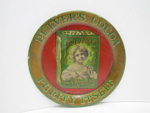 PULVER'S COCOA PURITY ITSELF Antique Advertising Tip Tray MAYER & LAVENSON Co NY Young Child Holidng Cup of Cocoa
