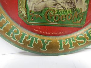 PULVER'S COCOA PURITY ITSELF Antique Advertising Tip Tray MAYER & LAVENSON Co NY Young Child Holidng Cup of Cocoa