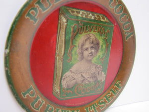 PULVER'S COCOA PURITY ITSELF Antique Advertising Tip Tray MAYER & LAVENSON Co NY Young Child Holidng Cup of Cocoa