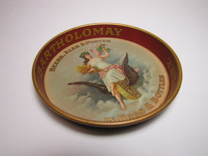 BARTHOLOMAY ROCHESTER NY BEERS ALES PORTER Antique Advertising Pre Prohibition Sign Tip Tray CHAS SHONK LITHO CHICAGO