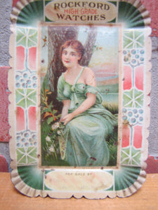 ROCKFORD WATCHES Antique Jewelry Advertising Tip Tray H D BEACH Coshocton Ohio