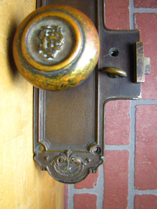 U.S.P. Emblem Logo Antique Bronze Advertising Door Lock Set Architectural Hardware Element Ornate USP