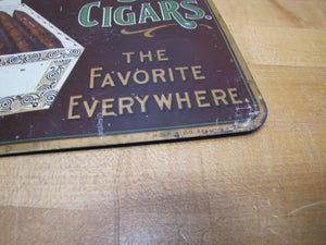 WHITE LABEL 5c CIGARS Antique Embossed Tin Advertising Store Display Sign CARVALHO & Co PHILA USA