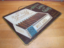 Load image into Gallery viewer, WHITE LABEL 5c CIGARS Antique Embossed Tin Advertising Store Display Sign CARVALHO &amp; Co PHILA USA
