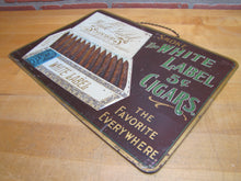 Load image into Gallery viewer, WHITE LABEL 5c CIGARS Antique Embossed Tin Advertising Store Display Sign CARVALHO &amp; Co PHILA USA
