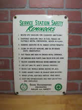 Load image into Gallery viewer, SERVICE STATION SAFETY REMINDERS Old Shop Advertising Sign GOOD HOUSEKEEPING PROMOTES SALES AND SAFETY
