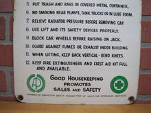 Load image into Gallery viewer, SERVICE STATION SAFETY REMINDERS Old Shop Advertising Sign GOOD HOUSEKEEPING PROMOTES SALES AND SAFETY
