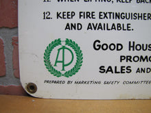 Load image into Gallery viewer, SERVICE STATION SAFETY REMINDERS Old Shop Advertising Sign GOOD HOUSEKEEPING PROMOTES SALES AND SAFETY
