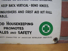 Load image into Gallery viewer, SERVICE STATION SAFETY REMINDERS Old Shop Advertising Sign GOOD HOUSEKEEPING PROMOTES SALES AND SAFETY
