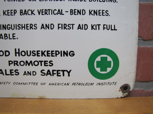 SERVICE STATION SAFETY REMINDERS Old Shop Advertising Sign GOOD HOUSEKEEPING PROMOTES SALES AND SAFETY