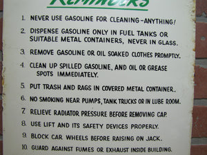 SERVICE STATION SAFETY REMINDERS Old Shop Advertising Sign GOOD HOUSEKEEPING PROMOTES SALES AND SAFETY