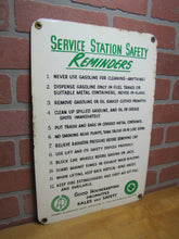 Load image into Gallery viewer, SERVICE STATION SAFETY REMINDERS Old Shop Advertising Sign GOOD HOUSEKEEPING PROMOTES SALES AND SAFETY
