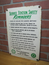 Load image into Gallery viewer, SERVICE STATION SAFETY REMINDERS Old Shop Advertising Sign GOOD HOUSEKEEPING PROMOTES SALES AND SAFETY
