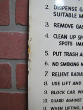 Load image into Gallery viewer, SERVICE STATION SAFETY REMINDERS Old Shop Advertising Sign GOOD HOUSEKEEPING PROMOTES SALES AND SAFETY
