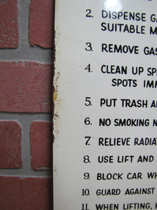 SERVICE STATION SAFETY REMINDERS Old Shop Advertising Sign GOOD HOUSEKEEPING PROMOTES SALES AND SAFETY