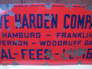 REEVE HARDEN Co COAL FEED LUMBER Antique Porcelain Advertising Sign Baltimore Enamel