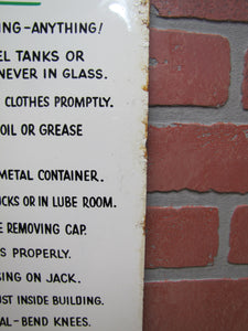 SERVICE STATION SAFETY REMINDERS Old Shop Advertising Sign GOOD HOUSEKEEPING PROMOTES SALES AND SAFETY