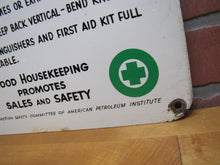 Load image into Gallery viewer, SERVICE STATION SAFETY REMINDERS Old Shop Advertising Sign GOOD HOUSEKEEPING PROMOTES SALES AND SAFETY
