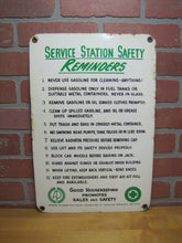 Load image into Gallery viewer, SERVICE STATION SAFETY REMINDERS Old Shop Advertising Sign GOOD HOUSEKEEPING PROMOTES SALES AND SAFETY
