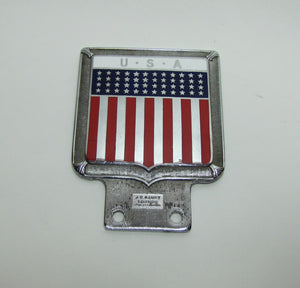 USA 48 STAR Old Auto Truck Badge Plate Topper Sign UNITED STATES OF AMERICAN RED WHITE BLUE AMERICANA Ornate J R GAUNT LONDON