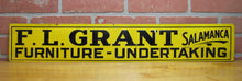 Load image into Gallery viewer, F L GRANT SALAMANCA FURNITURE UNDERTAKING Orig Old Embossed Tin Advertising Sign
