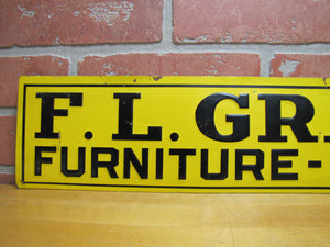 F L GRANT SALAMANCA FURNITURE UNDERTAKING Orig Old Embossed Tin Advertising Sign