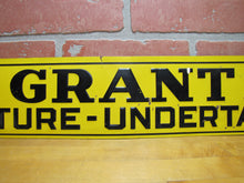 Load image into Gallery viewer, F L GRANT SALAMANCA FURNITURE UNDERTAKING Orig Old Embossed Tin Advertising Sign

