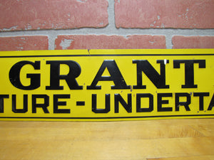 F L GRANT SALAMANCA FURNITURE UNDERTAKING Orig Old Embossed Tin Advertising Sign