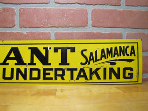 F L GRANT SALAMANCA FURNITURE UNDERTAKING Orig Old Embossed Tin Advertising Sign