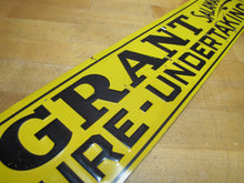Load image into Gallery viewer, F L GRANT SALAMANCA FURNITURE UNDERTAKING Orig Old Embossed Tin Advertising Sign
