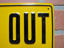 Load image into Gallery viewer, LOOK OUT FOR CARS NOS Old Railroad Gas Station Safety Advertising Embossed Steel Sign
