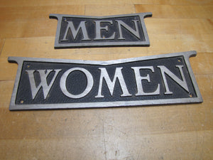 MEN WOMEN Pair Old Signs Bathroom Restroom Gas Station Diner Bar Pub Tavern Shop Advertising