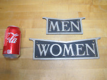 Load image into Gallery viewer, MEN WOMEN Pair Old Signs Bathroom Restroom Gas Station Diner Bar Pub Tavern Shop Advertising
